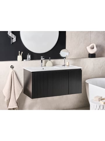 Beliani Badezimmerschrank mit Waschbecken TIETE in Schwarz/Weiß