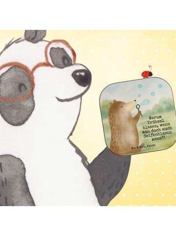 Mr. & Mrs. Panda Glasuntersetzer Bär Seifenblasen Design mit Spruch in Weiß