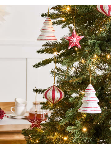 Beliani 12er-Set Weihnachtsbaumkugeln GIDEALVEN in Rot/Weiß