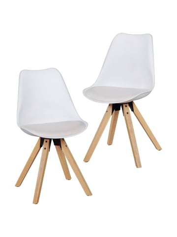 KADIMA DESIGN 2er Set Retro Esszimmerstuhl LIMA weiß in Weiß