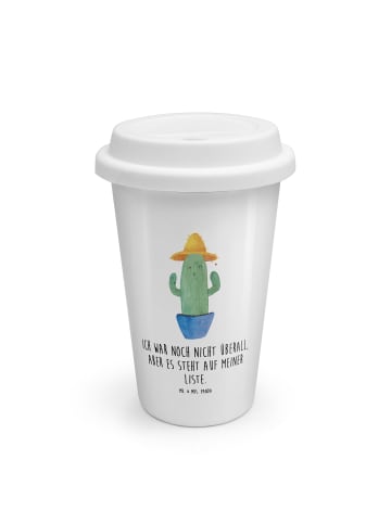 Mr. & Mrs. Panda Thermobecher Kaktus Hut mit Spruch in Weiß