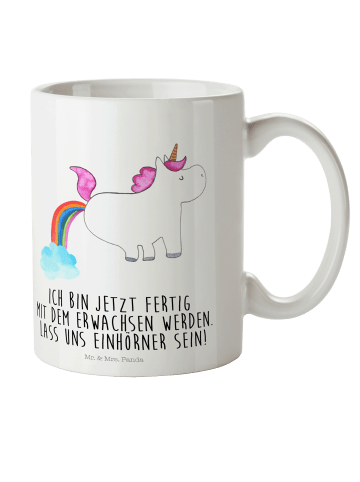 Mr. & Mrs. Panda Kaffeetasse Einhorn Pupsen mit Spruch in Weiß