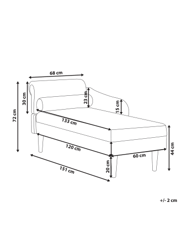Beliani Chaiselongue YVOIRE in Beige/Schwarz - (W) 68 x (H) 72 x (L) 151 cm linksseitig