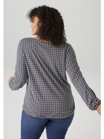 Aniston PLUS Langarmshirt in schwarz-weiß
