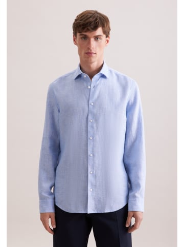 Seidensticker Leinenhemd Slim in Mittelblau