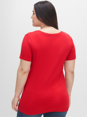 sheego T-Shirt in schwarz + mohnrot