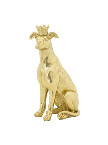 Mauro Ferretti Sitzende Hundestatue mit Krone aus goldenem Kunstharz, 20 x 12,5 x 33 cm