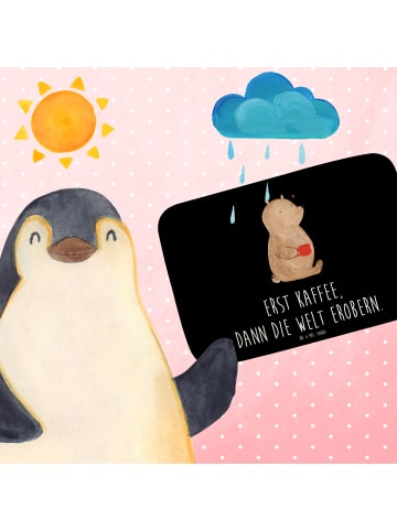 Mr. & Mrs. Panda Badteppich Bär Kaffee mit Spruch in Schwarz
