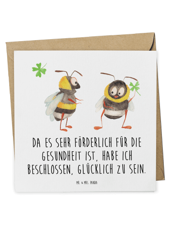 Mr. & Mrs. Panda Geschenkkarte Hummeln Kleeblatt mit Spruch in Weiß