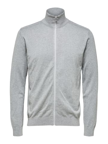 SELECTED HOMME Sweatjacke SLHBERG FULL ZIP CARDIGAN in Grau