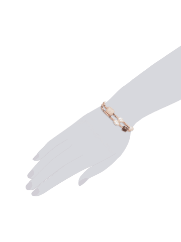 Lulu & Jane Perlen-Armband Metall-Legierung Zirkonia Süßwasser-Zuchtperle in roségold