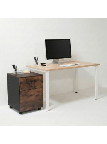 relaxdays Rollcontainer in Braun/ Schwarz - (B)40 x (H)57 x (T)40 cm