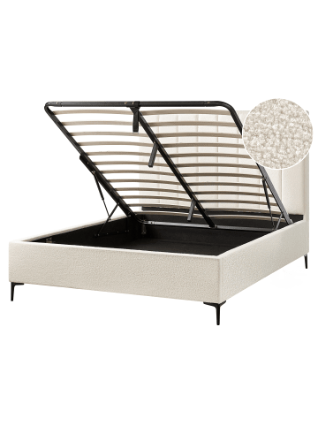 Beliani Doppelbett SEZANNE in Weiß/Schwarz - (W) 170 x (H) 142 x (L) 215 cm