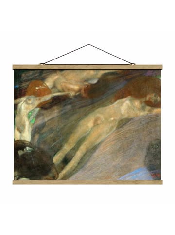 WALLART Stoffbild - Gustav Klimt - Bewegtes Wasser in Creme-Beige