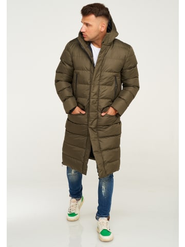 behype Wintermantel LONGLINE ZIP PARKA in khaki