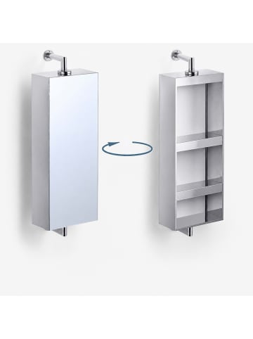 relaxdays Spiegelschrank in Silber – (B)25 x (H)60 x (T)12 cm