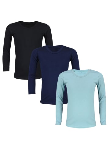 TupTam Kinder Unisex Unterhemd Langarm 3er Pack in dunkelblau