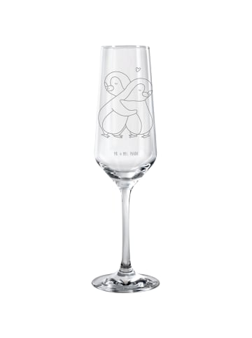 Mr. & Mrs. Panda Champagnerglas Pinguine Kuscheln ohne Spruch in Transparent