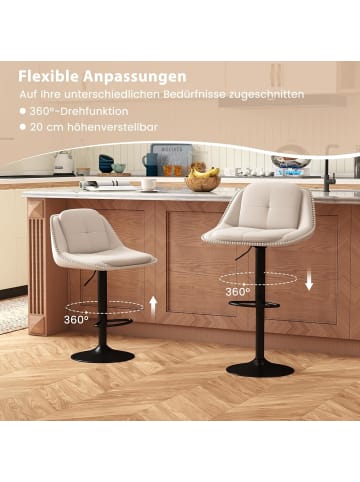 COSTWAY Barhocker 2er Set drehbar in Beige