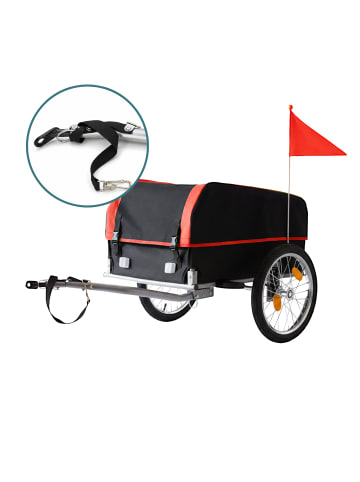 relaxdays Fahrradanhänger in Schwarz/ Rot - (B)124 x (H)59 x (T)69 cm