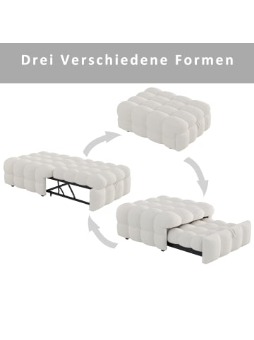 ABRIHOME Polsterbett in Beige mit ausziehbarer Schlaffunktion und Teddy-Stoff