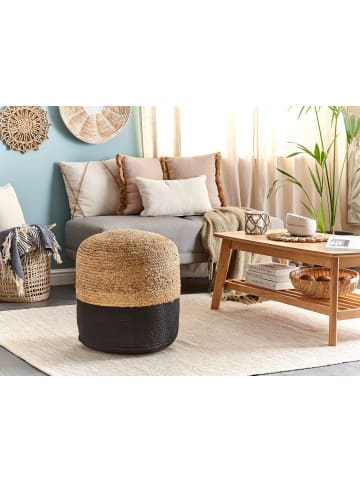 Beliani Pouf DALAMA in Schwarz/Beige - (W) 46 x (H) 48 x (L) 46 cm
