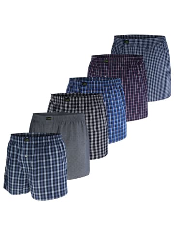 green panther Webboxershorts 6er Pack in Navy / Grau / Blau