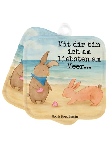 Mr. & Mrs. Panda Potholder Hasen Muschel Design mit Spruch in Weiß