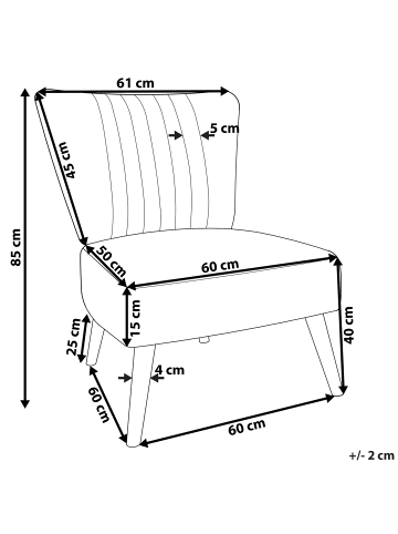 Beliani Sessel VAASA in Weiß/Braun - (W) 61 x (H) 85 x (L) 60 cm