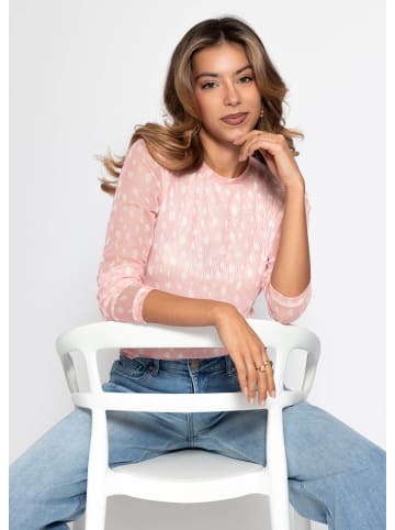 SASSYCLASSY Getupftes Mesh Shirt mit Rundhals in Rosa