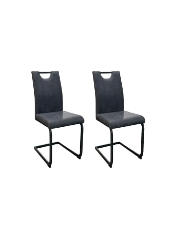 byLiving 2er-Set: Esszimmerstuhl Banff in Vintage Mikrofaser anthrazit
