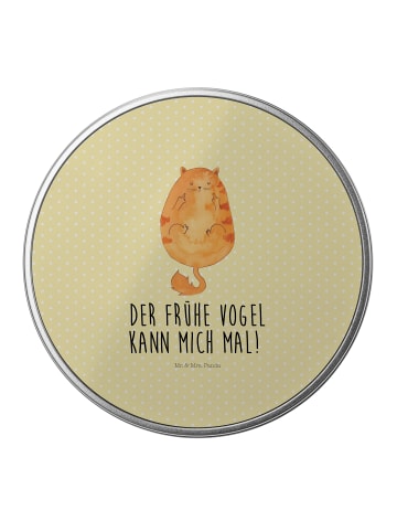 Mr. & Mrs. Panda Blechbüchse Katze Frühaufsteher mit Spruch in Gelb Pastell