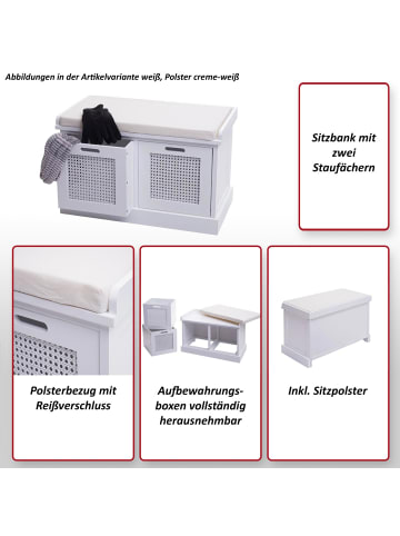 MCW Sitzbank mit Staufach J49, Weiß, Polster creme-weiß