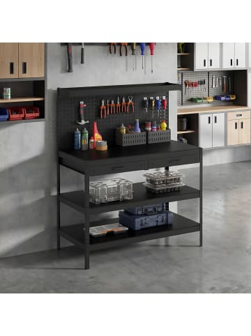 HOMCOM Werkbank in Schwarz 122L x 61B x 156H cm
