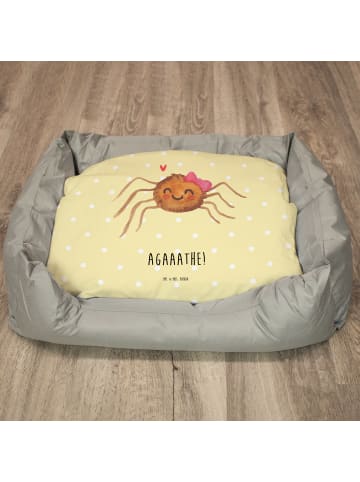 Mr. & Mrs. Panda Katzenbett Spinne Agathe Freude mit Spruch in Gelb Pastell