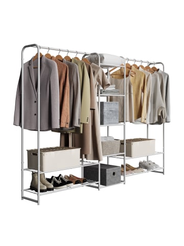 SONGMICS Kleiderständer Pataye in Mattweiß - (B)182.4 x (H)158.4 x (T)29 cm