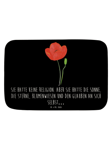Mr. & Mrs. Panda Badematte Blume Mohnblume mit Spruch in Schwarz