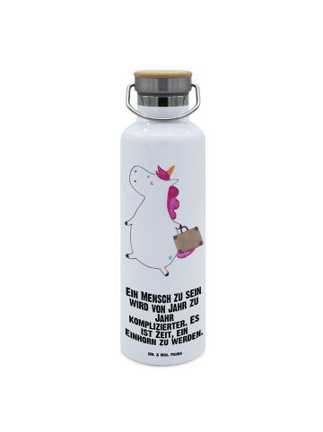Mr. & Mrs. Panda Trinkflasche Einhorn Koffer mit Spruch in Weiß