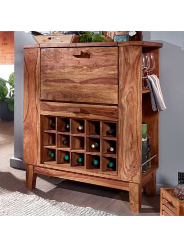 KADIMA DESIGN Massivholz Hausbar Sheesham, 88x102x40 cm, Wein- und Spirituosenschrank