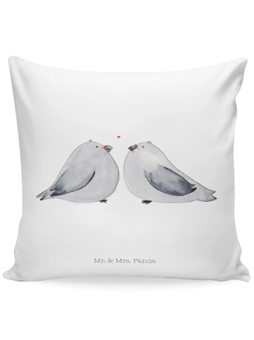 Mr. & Mrs. Panda Kissen Turteltauben Liebe ohne Spruch in Weiß