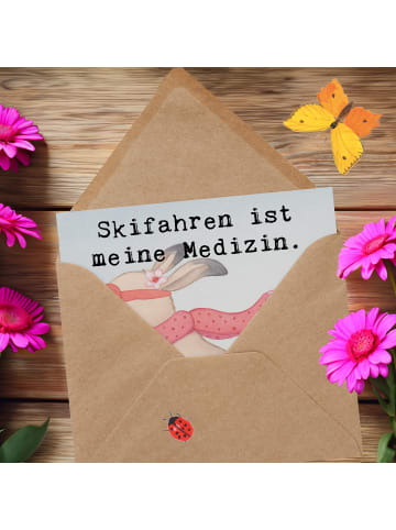 Mr. & Mrs. Panda Deluxe Karte Hase Skifahren Design mit Spruch in Weiß