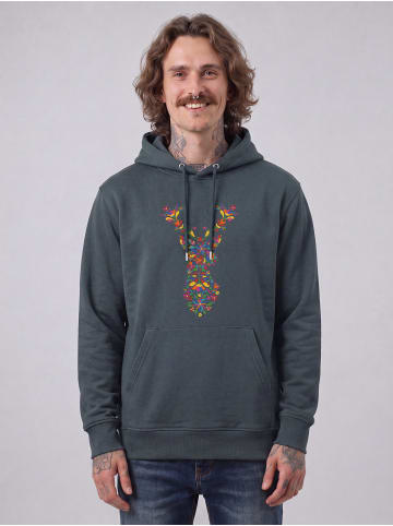 wat? Apparel Sweatshirt Floral Deer in India Ink Grey