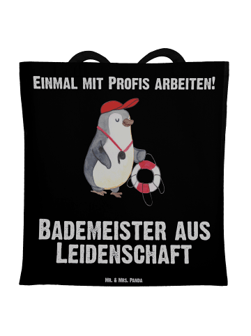 Mr. & Mrs. Panda Tragetasche Bademeister Leidenschaft mit Spruch in Schwarz