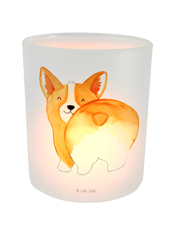 Mr. & Mrs. Panda Glas Windlicht Corgi Po ohne Spruch in Transparent