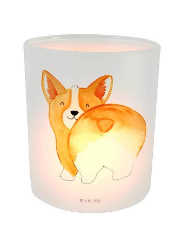 Mr. & Mrs. Panda Windlicht Corgi Po ohne Spruch in Transparent