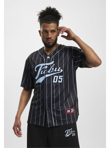 FUBU FUBU Herren FM232-003-1 FUBU Varsity Pinstripe Baseball Jersey in black/lightblue