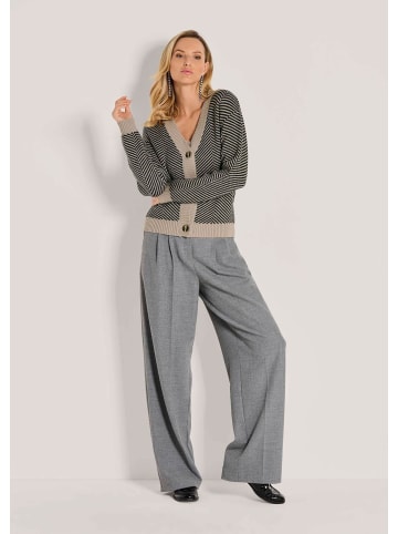 MADELEINE Cardigan aus Schurwolle mit V-Ausschnitt in cappuccino / schwarz