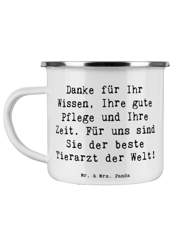 Mr. & Mrs. Panda Emaille Tasse Spruch Bester Tierarzt mit Spruch in Weiß