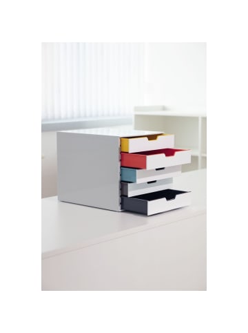 Durable Schubladenbox Varicolor Mix 5 A4 5 Fächer geschlossen grau/mehrfarbig
