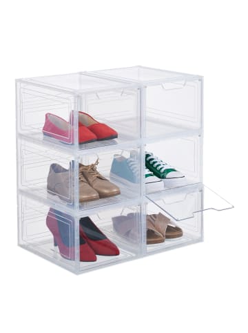 relaxdays 6 x Schuhboxen in Transparent - (B)25 x (H)18 x (T)34 cm